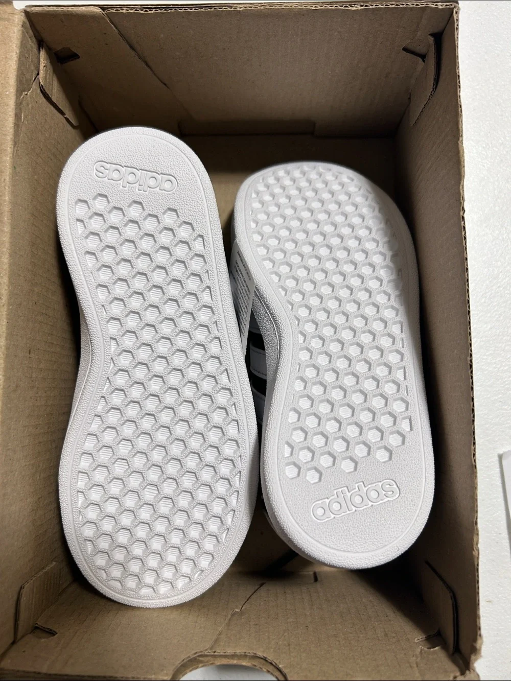 adidas Kids Black Sneakers with White Stripes
